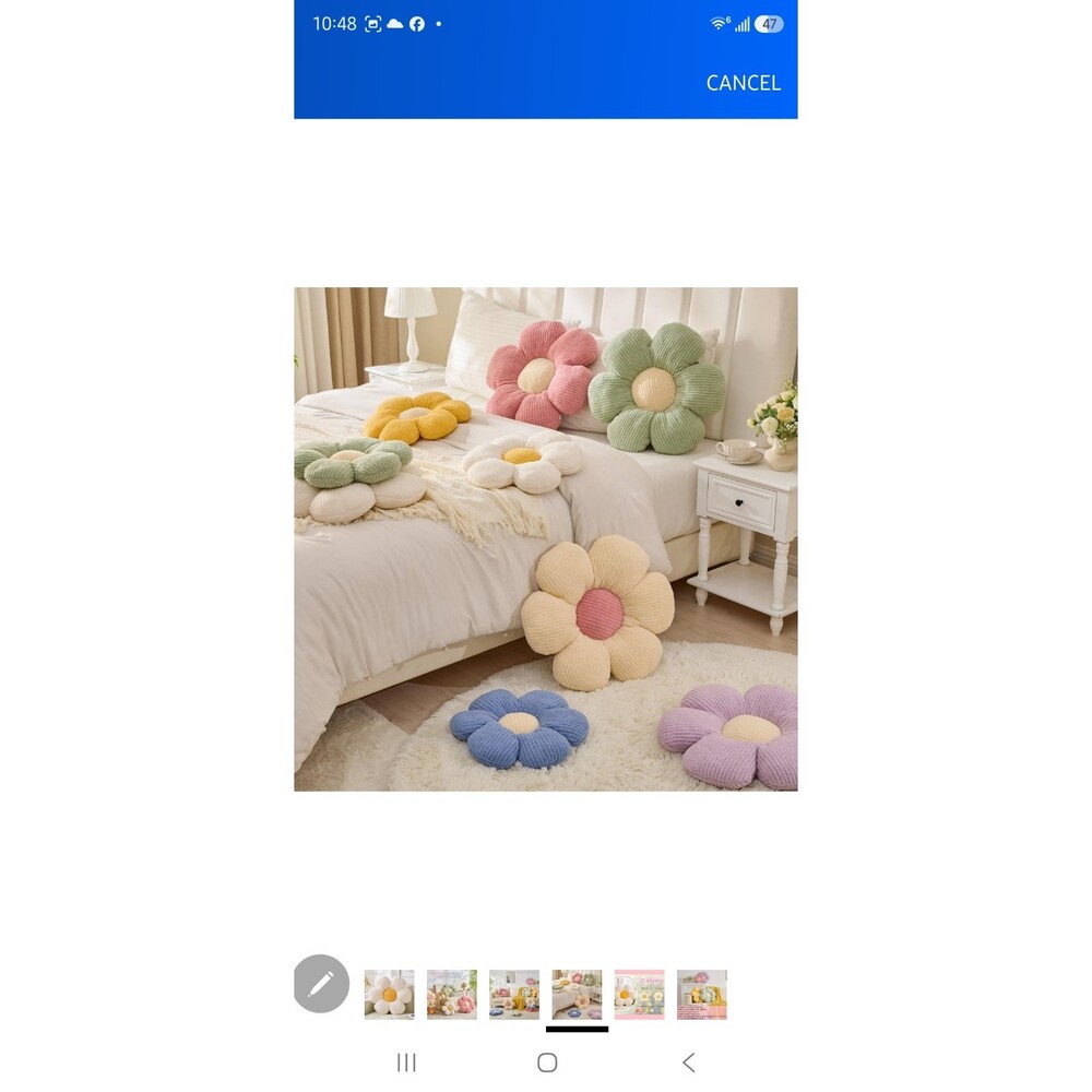10 Pcs Flower Pillow, Cute Daisy Decorative Throw Pillow Cushion 15.75" White - Picture 4 of 6